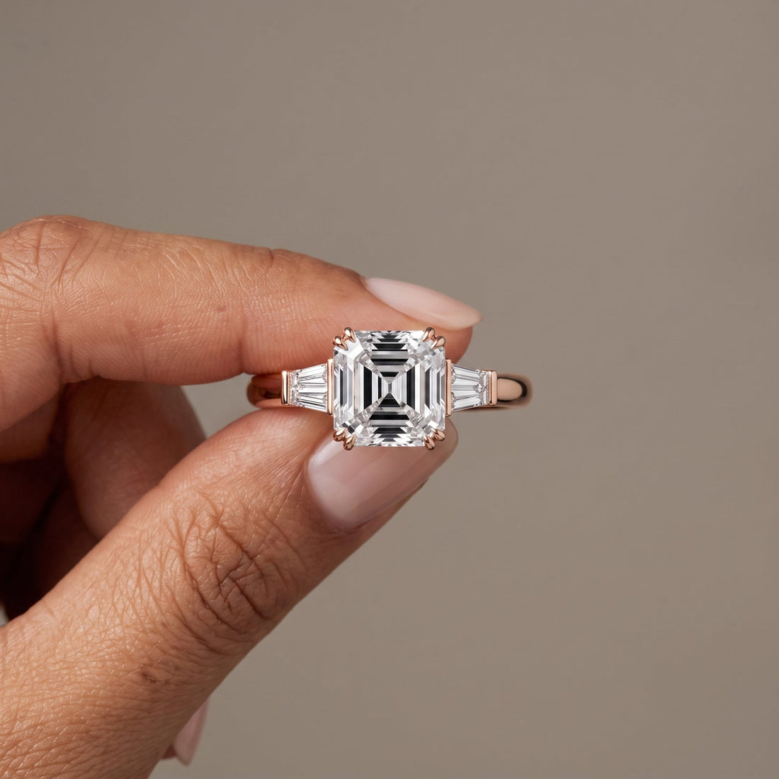 Rose Gold Asscher Cut Engagement Ring