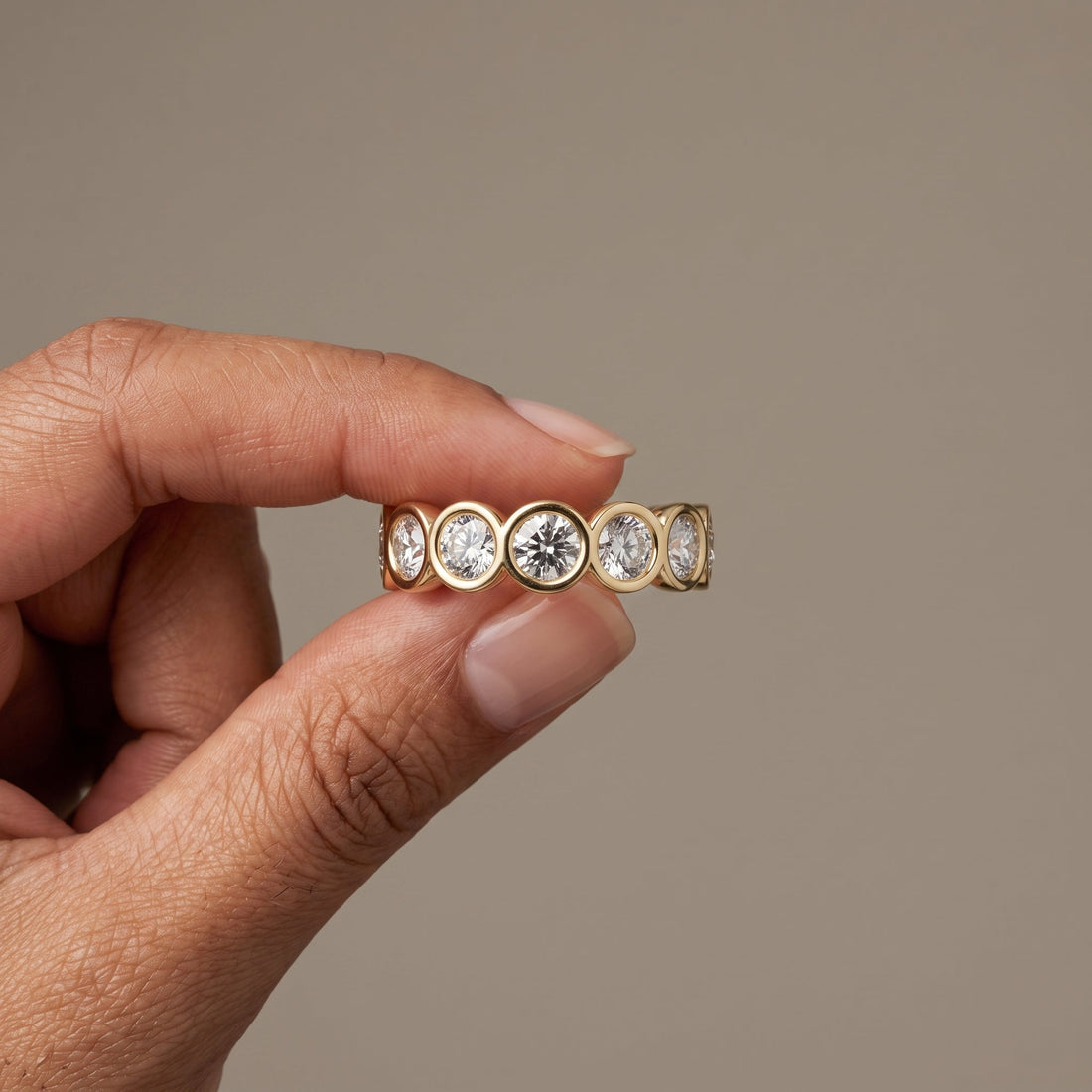 Yellow Gold Round Cut Eternity Band Ring