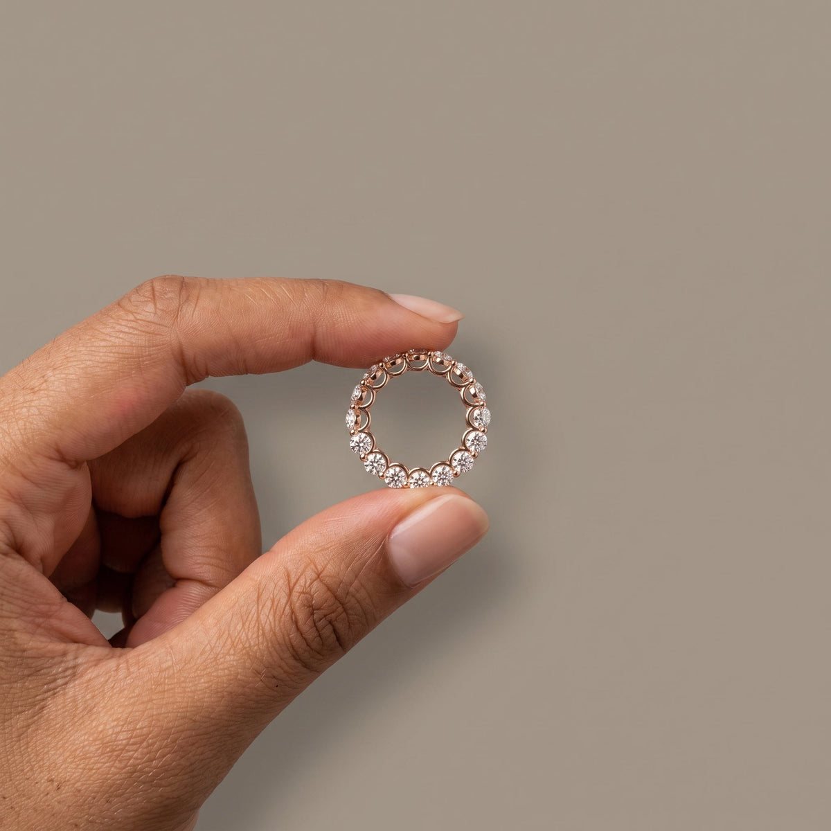 Rose Gold Round Moissanite Eternity Band Ring