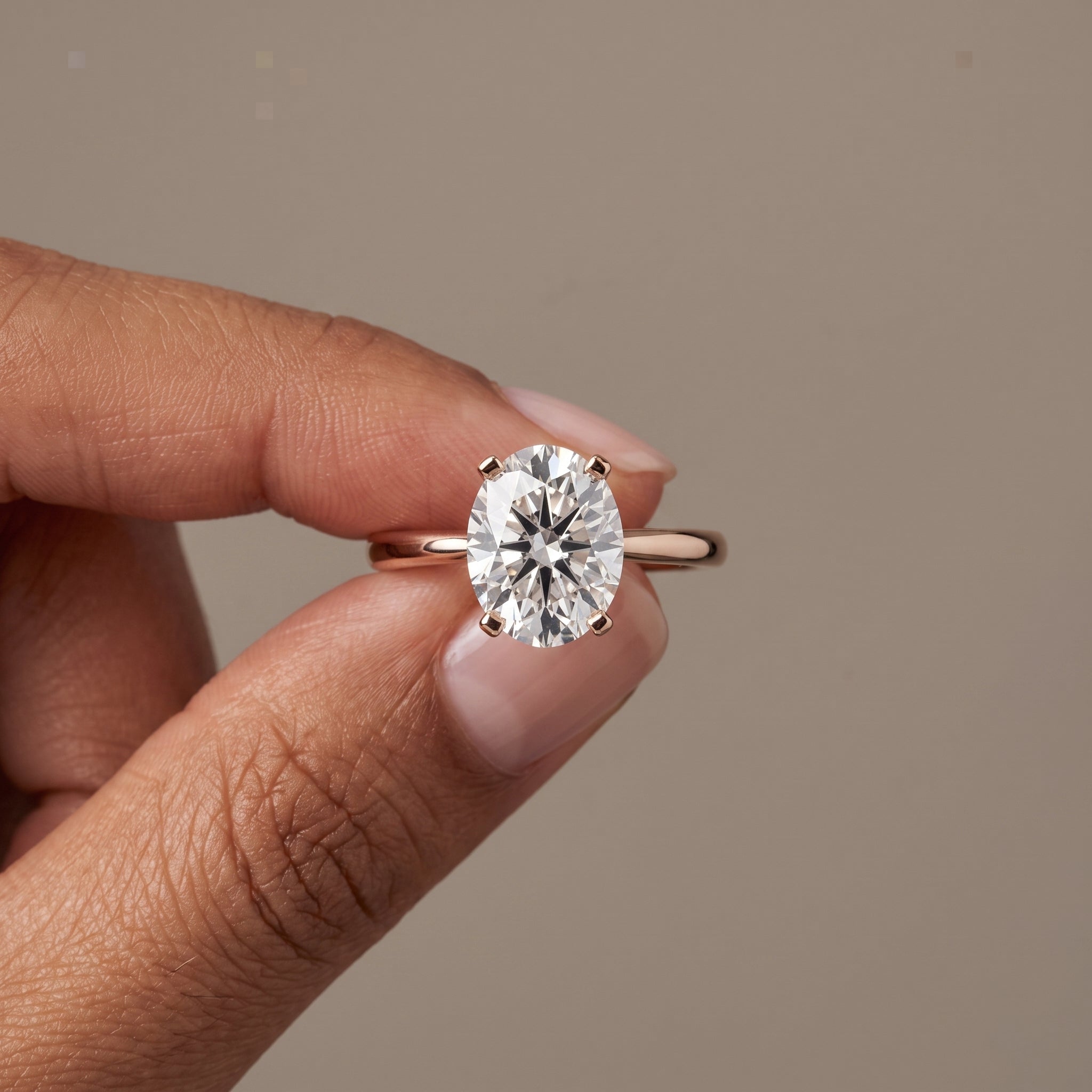 Rose Gold Oval Moissanite Solitaire Engagement Ring