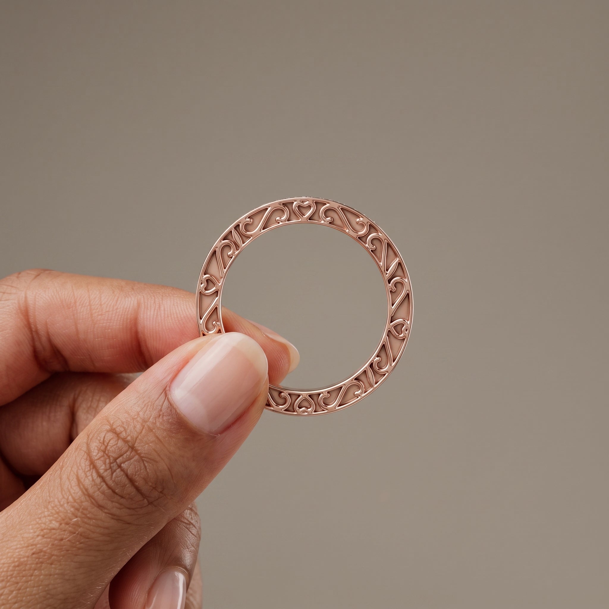 Rose Gold Round Moissanite Eternity Band Ring