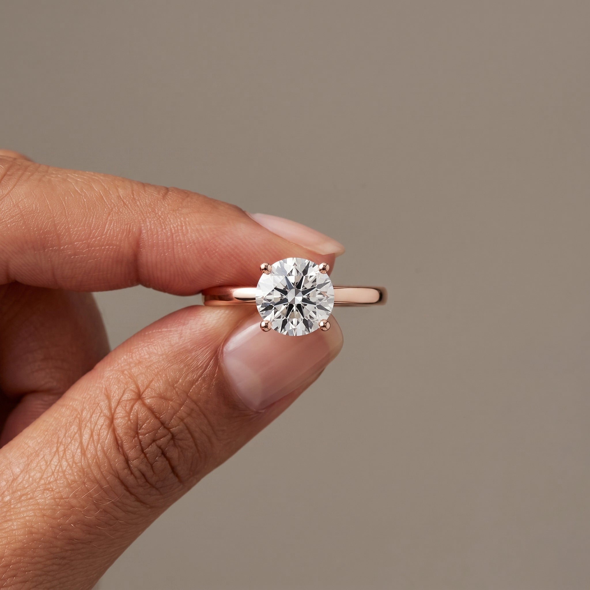 Rose Gold Round Cut Moissanite Solitaire Engagement Ring