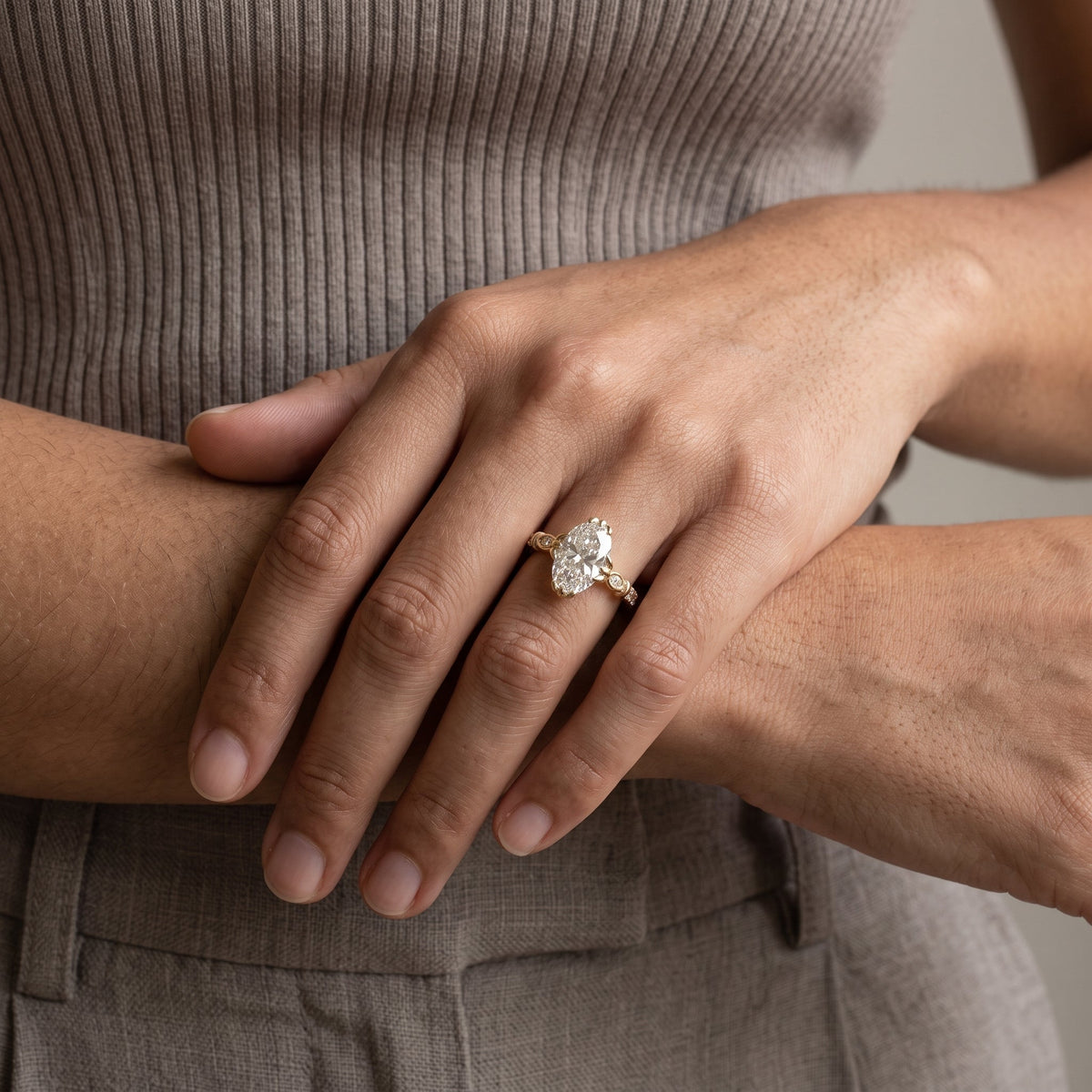 Yellow Gold Oval Moissanite Engagement Ring