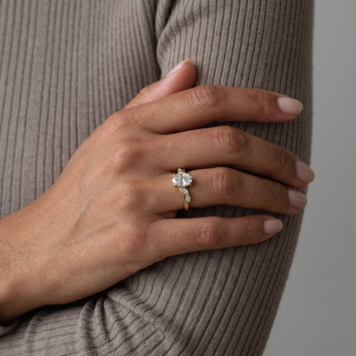 Yellow Gold Oval Cut Moissanite Engagement Ring