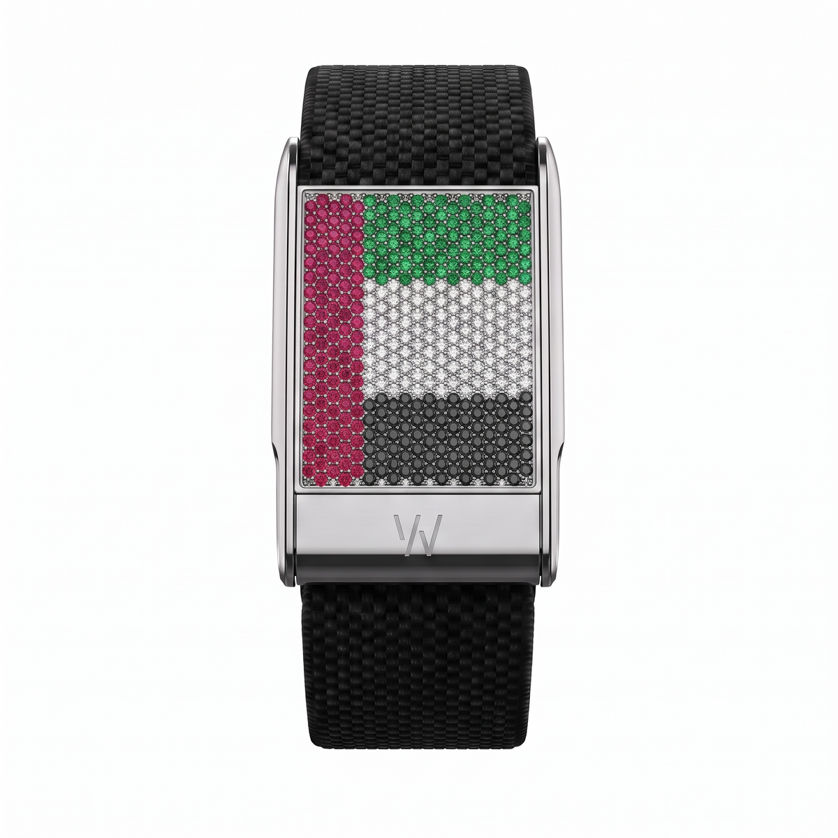 UAE Flag Diamond WHOOP 5.0 case set with moissanite – angle view – Zius Jewels