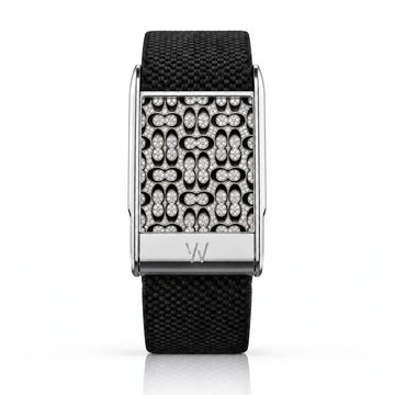 Black Ornamental Lattice Diamond WHOOP 5.0 case set with moissanite – angle view – Zius Jewels