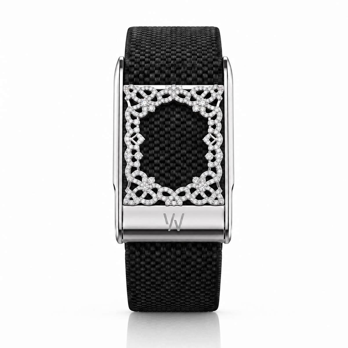 Openwork Lattice Frame Diamond WHOOP 5.0 case set with moissanite – angle view – Zius Jewels