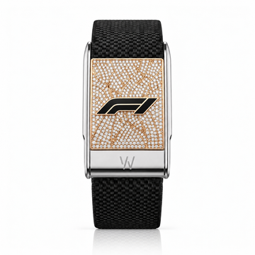 Custom Logo Champagne Pavé Diamond WHOOP 5.0 case set with moissanite – angle view – Zius Jewels