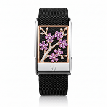 Pink Cherry Blossom Diamond WHOOP 5.0 case set with moissanite – angle view – Zius Jewels