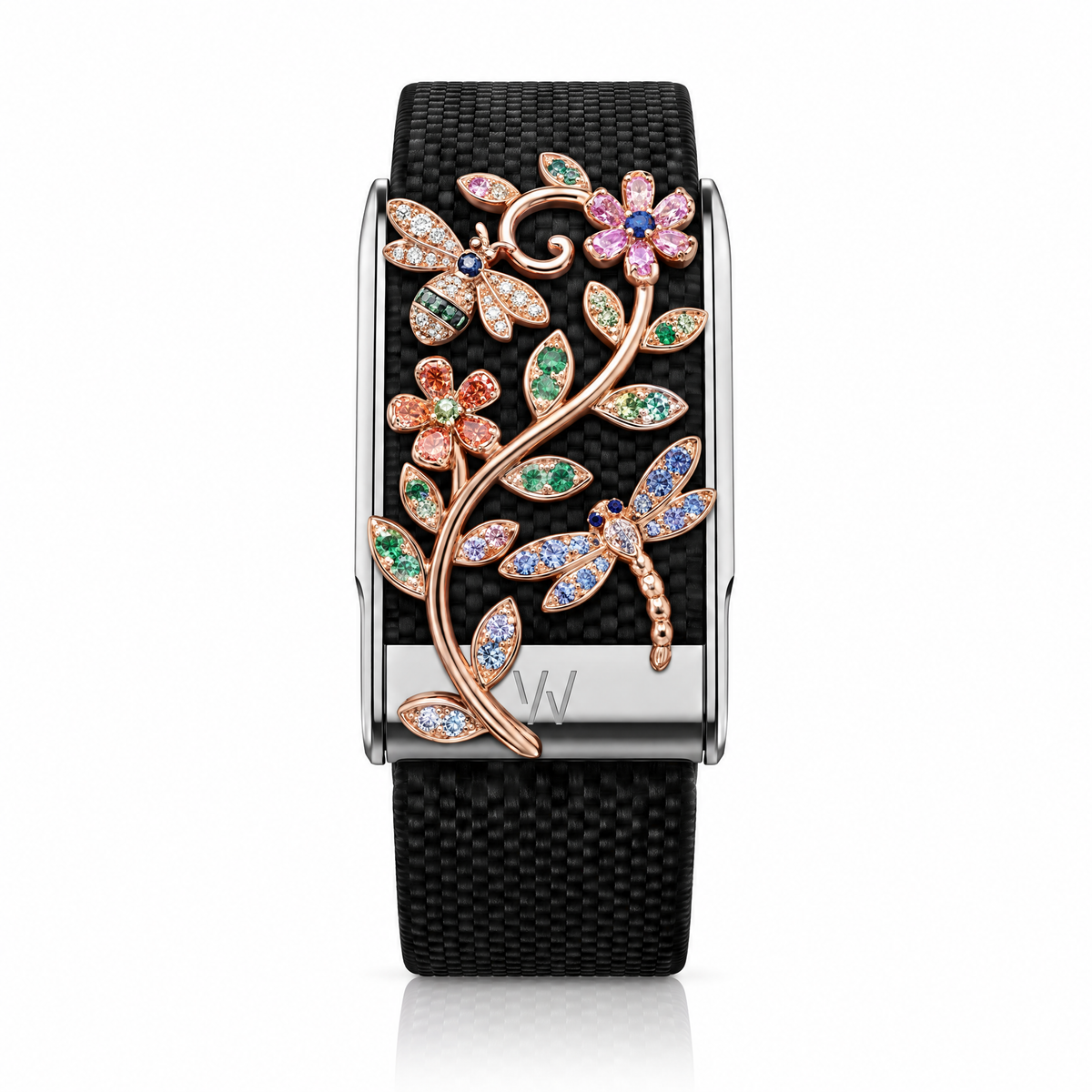 Gemstone Floral Vine Diamond WHOOP 5.0 case set with moissanite – angle view – Zius Jewels