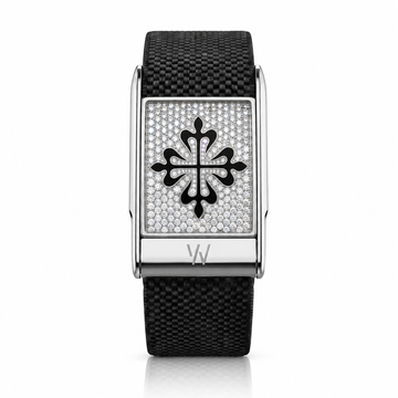 Black Ornate Cross Diamond WHOOP 5.0 case set with moissanite – angle view – Zius Jewels