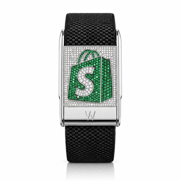 Custom Logo Green Enamel Diamond WHOOP 5.0 case set with moissanite – angle view – Zius Jewels
