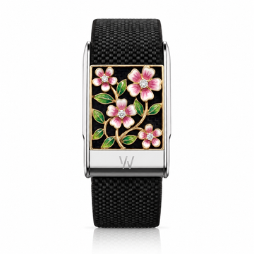 Pink Flower Blossom Diamond WHOOP 5.0 case set with moissanite – angle view – Zius Jewels