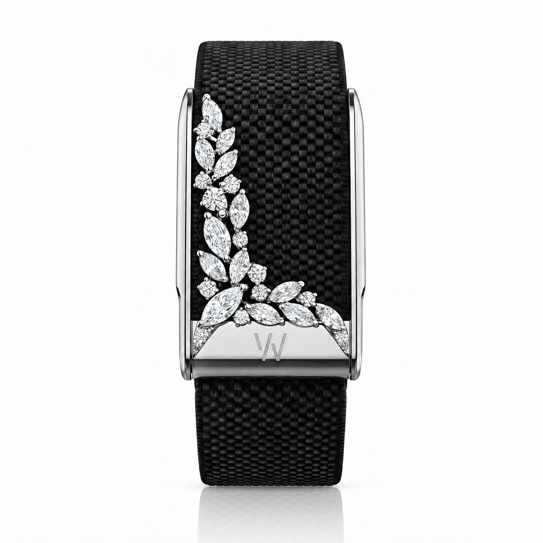 Diamond Leaf Vine WHOOP 5.0 case set with moissanite – angle view – Zius Jewels