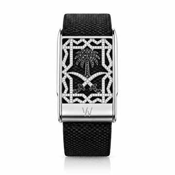 Palm Tree Arabesque Diamond WHOOP 5.0 case set with moissanite – angle view – Zius Jewels