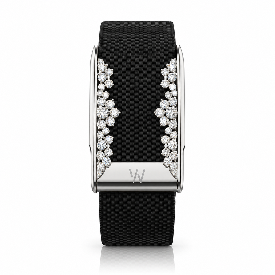 Diamond Floral Edge WHOOP 5.0 case set with moissanite – angle view – Zius Jewels
