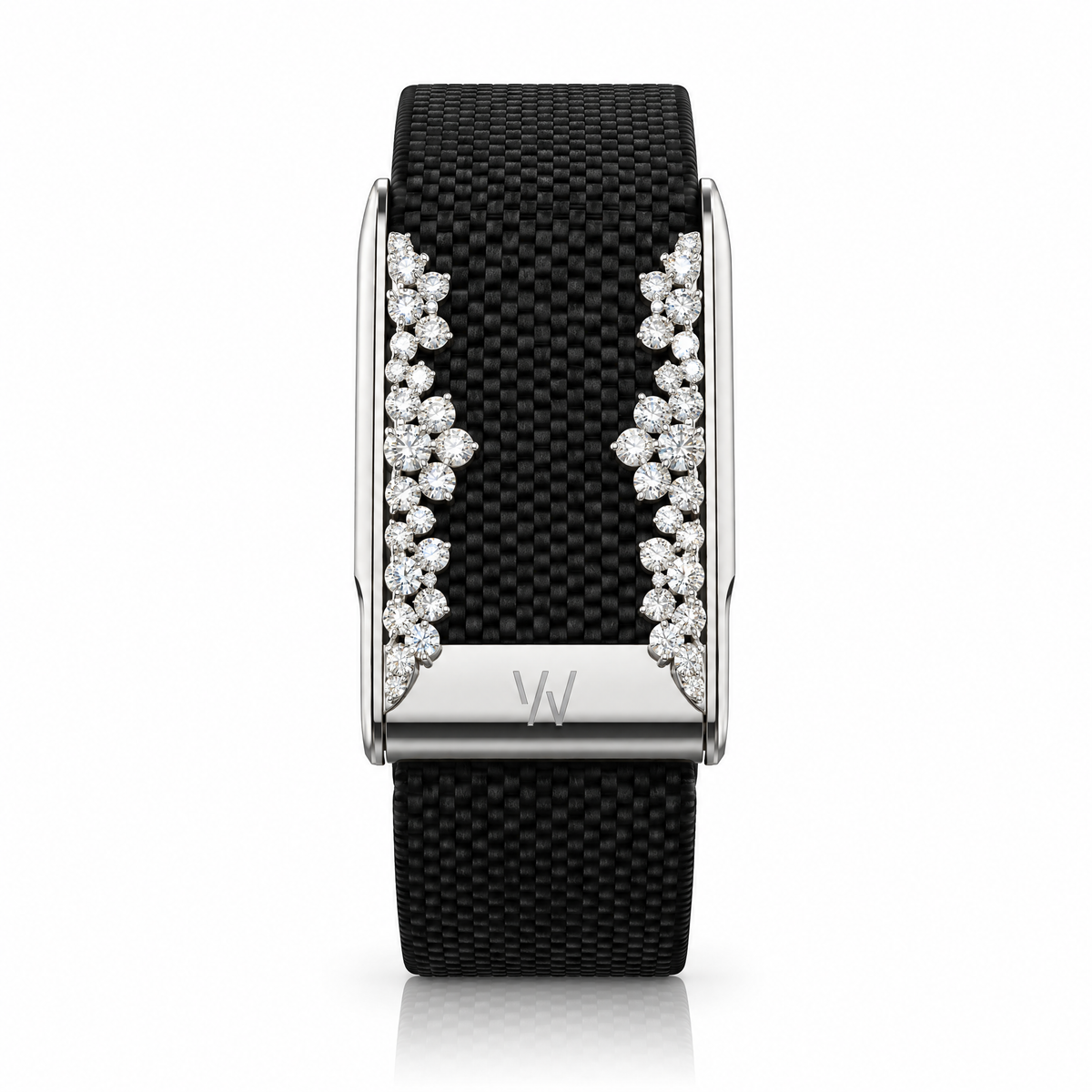 Diamond Floral Edge WHOOP 5.0 case set with moissanite – angle view – Zius Jewels