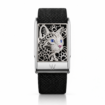 Diamond Cat Face WHOOP 5.0 case set with moissanite – angle view – Zius Jewels