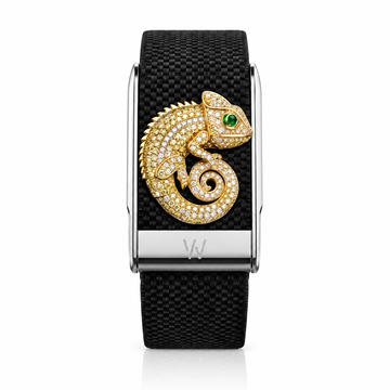 Gold Chameleon Diamond WHOOP 5.0 case set with moissanite – angle view – Zius Jewels