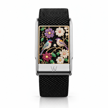 Songbird & Blossom Diamond WHOOP 5.0 case set with moissanite – angle view – Zius Jewels