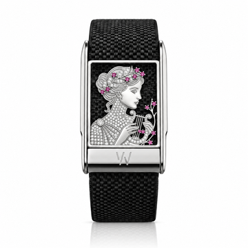 Floral Lady Portrait Diamond WHOOP 5.0 case set with moissanite – angle view – Zius Jewels