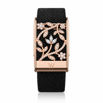 Rose Gold Leaf Branch Diamond WHOOP 5.0 case set with moissanite – angle view – Zius Jewels