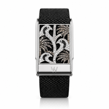 Diamond Palm Fronds WHOOP 5.0 case set with moissanite – angle view – Zius Jewels
