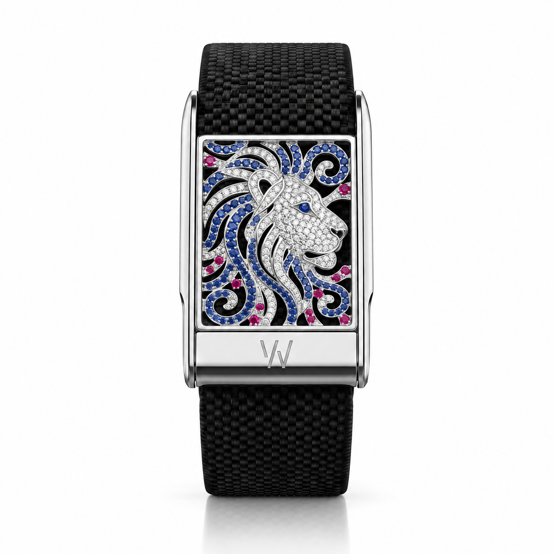 Colorful Lion Head Diamond WHOOP 5.0 case set with moissanite – angle view – Zius Jewels