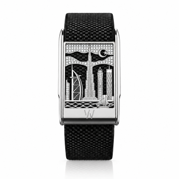 Dubai Skyline Diamond WHOOP 5.0 case set with moissanite – angle view – Zius Jewels