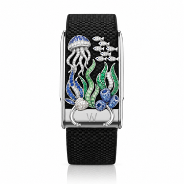 Jellyfish Ocean Diamond WHOOP 5.0 case set with moissanite – angle view – Zius Jewels