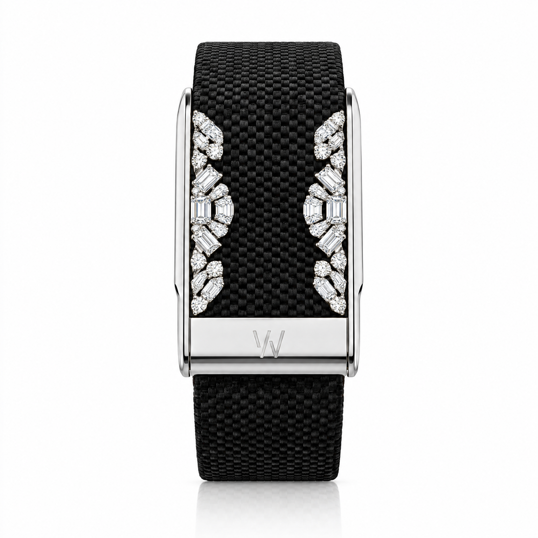 Art Deco Side Panel Diamond WHOOP 5.0 case set with moissanite – angle view – Zius Jewels