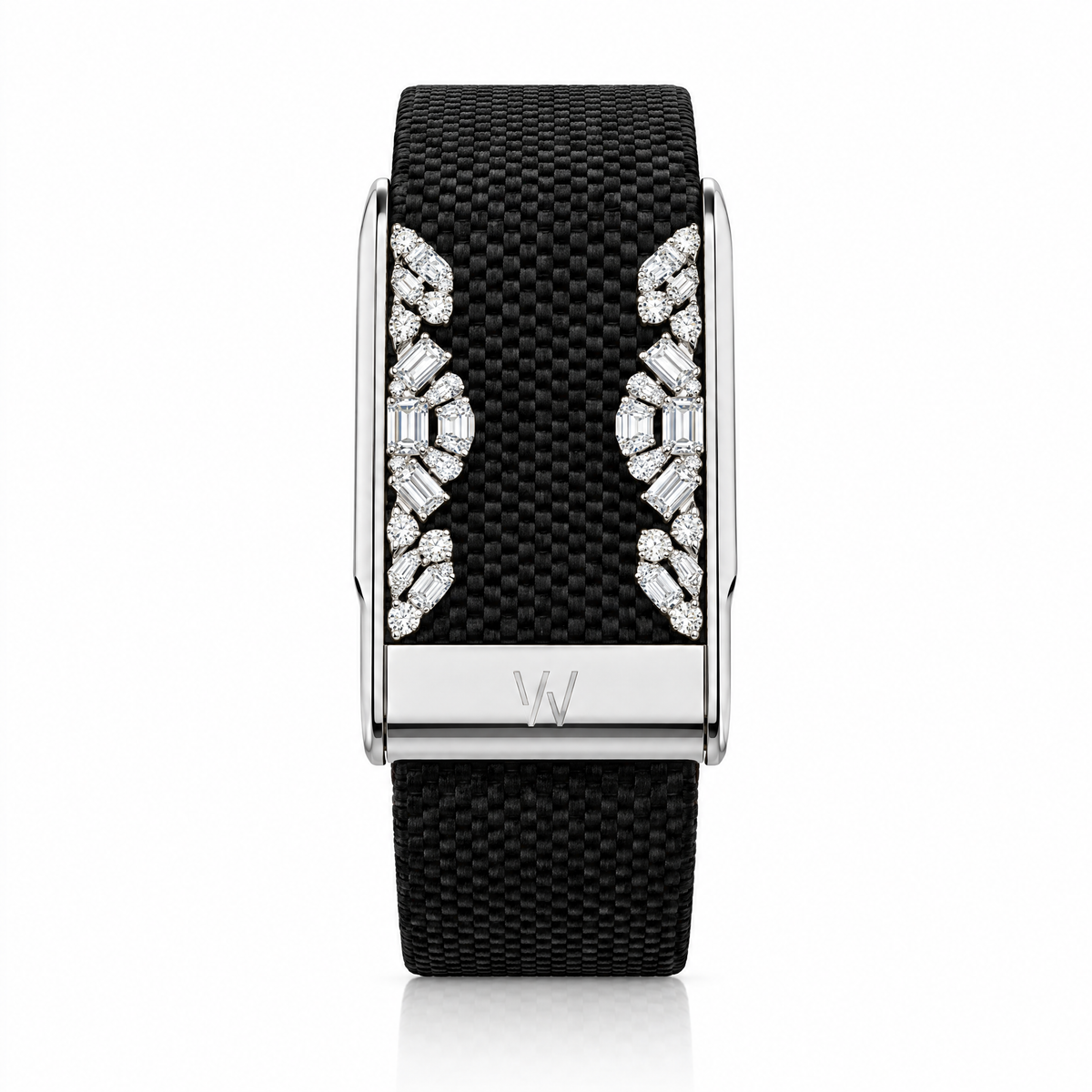 Art Deco Side Panel Diamond WHOOP 5.0 case set with moissanite – angle view – Zius Jewels