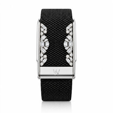 Art Deco Side Panel Diamond WHOOP 5.0 case set with moissanite – angle view – Zius Jewels