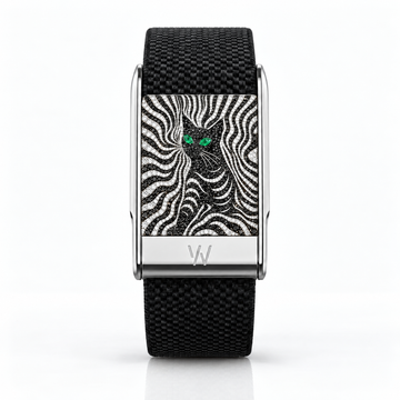Zebra Stripe Panther Diamond WHOOP 5.0 case set with moissanite – angle view – Zius Jewels