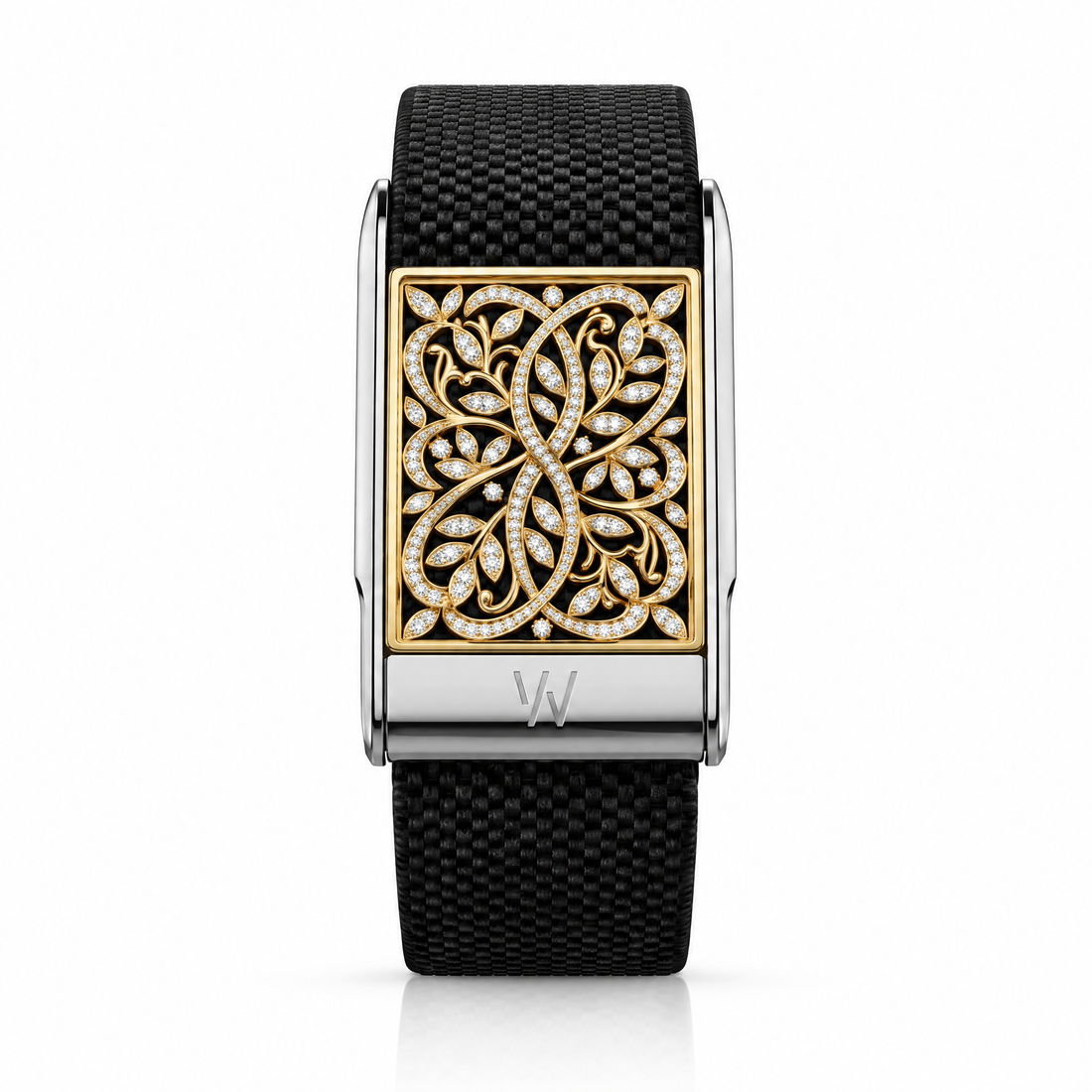 Gold Celtic Knot Diamond WHOOP 5.0 case set with moissanite – angle view – Zius Jewels