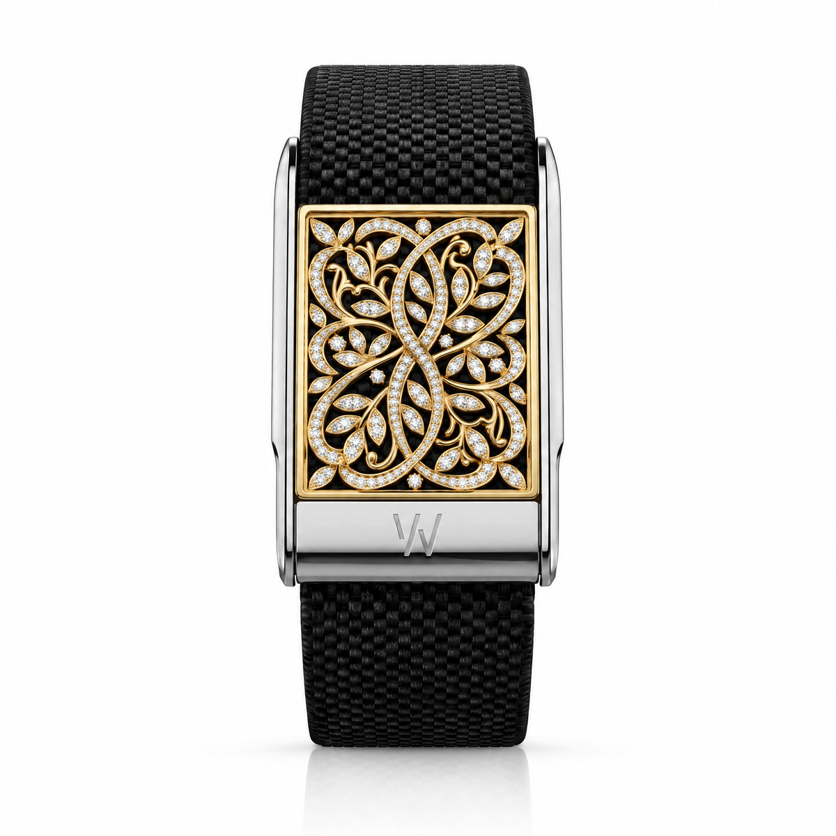 Gold Celtic Knot Diamond WHOOP 5.0 case set with moissanite – angle view – Zius Jewels