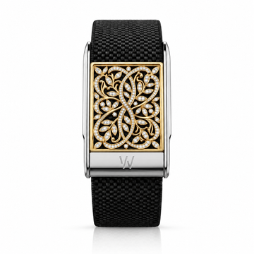 Gold Celtic Knot Diamond WHOOP 5.0 case set with moissanite – angle view – Zius Jewels