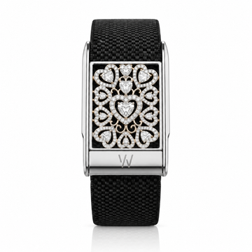 Diamond Heart Lace WHOOP 5.0 case set with moissanite – angle view – Zius Jewels
