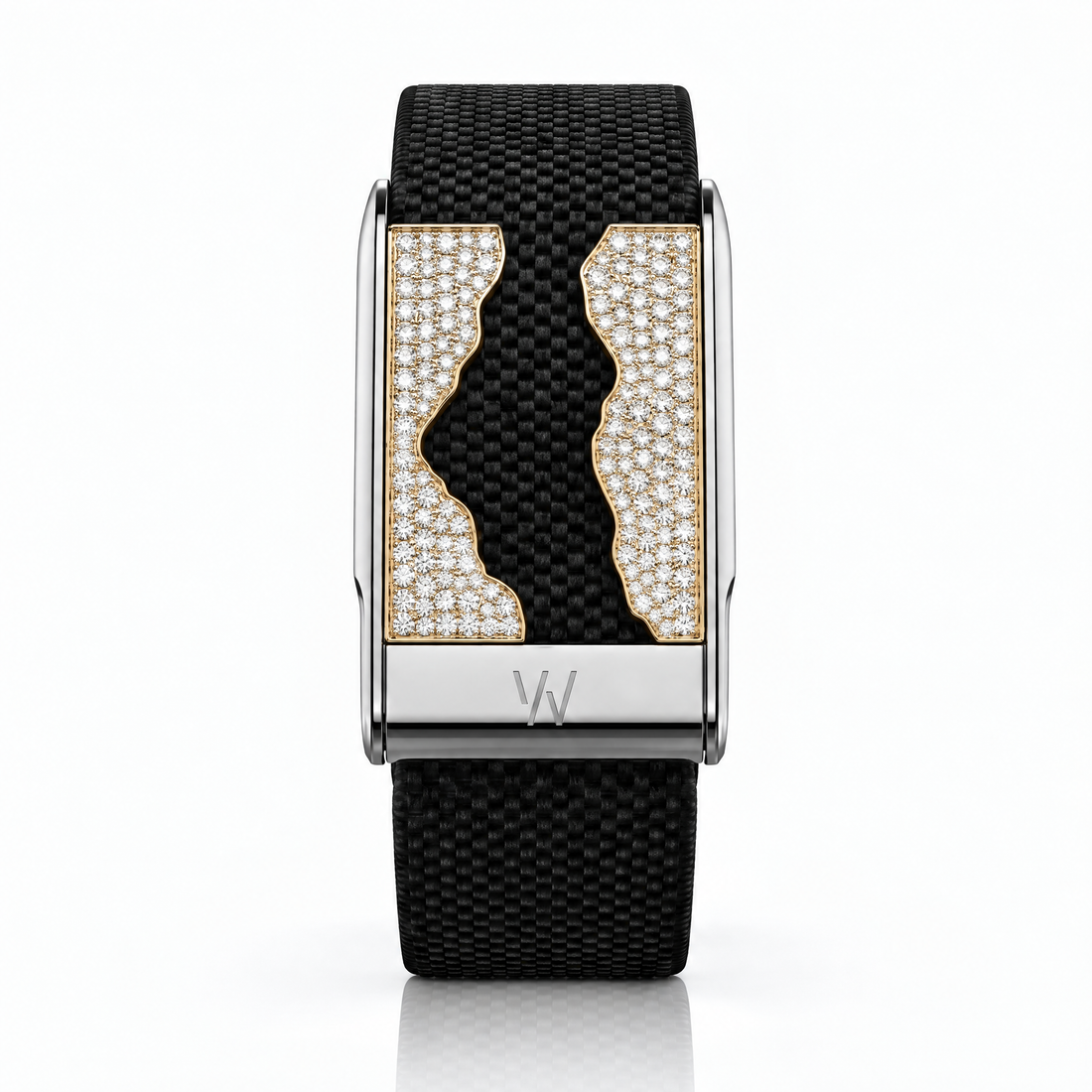 Champagne Wave Edge Diamond WHOOP 5.0 case set with moissanite – angle view – Zius Jewels