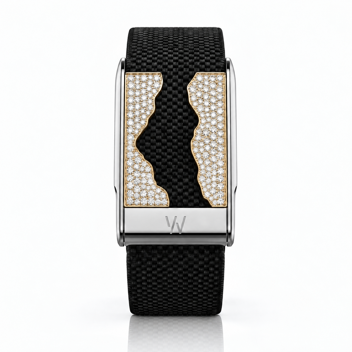 Champagne Wave Edge Diamond WHOOP 5.0 case set with moissanite – angle view – Zius Jewels
