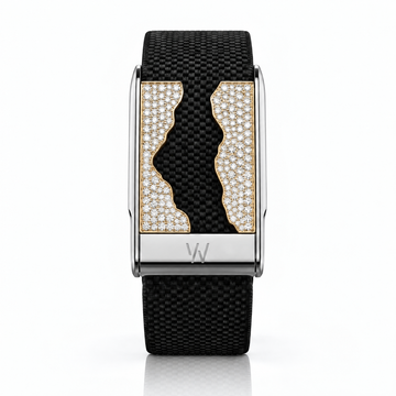 Champagne Wave Edge Diamond WHOOP 5.0 case set with moissanite – angle view – Zius Jewels