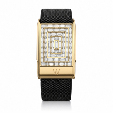 Yellow Gold Baguette Diamond WHOOP 5.0 case set with moissanite – angle view – Zius Jewels
