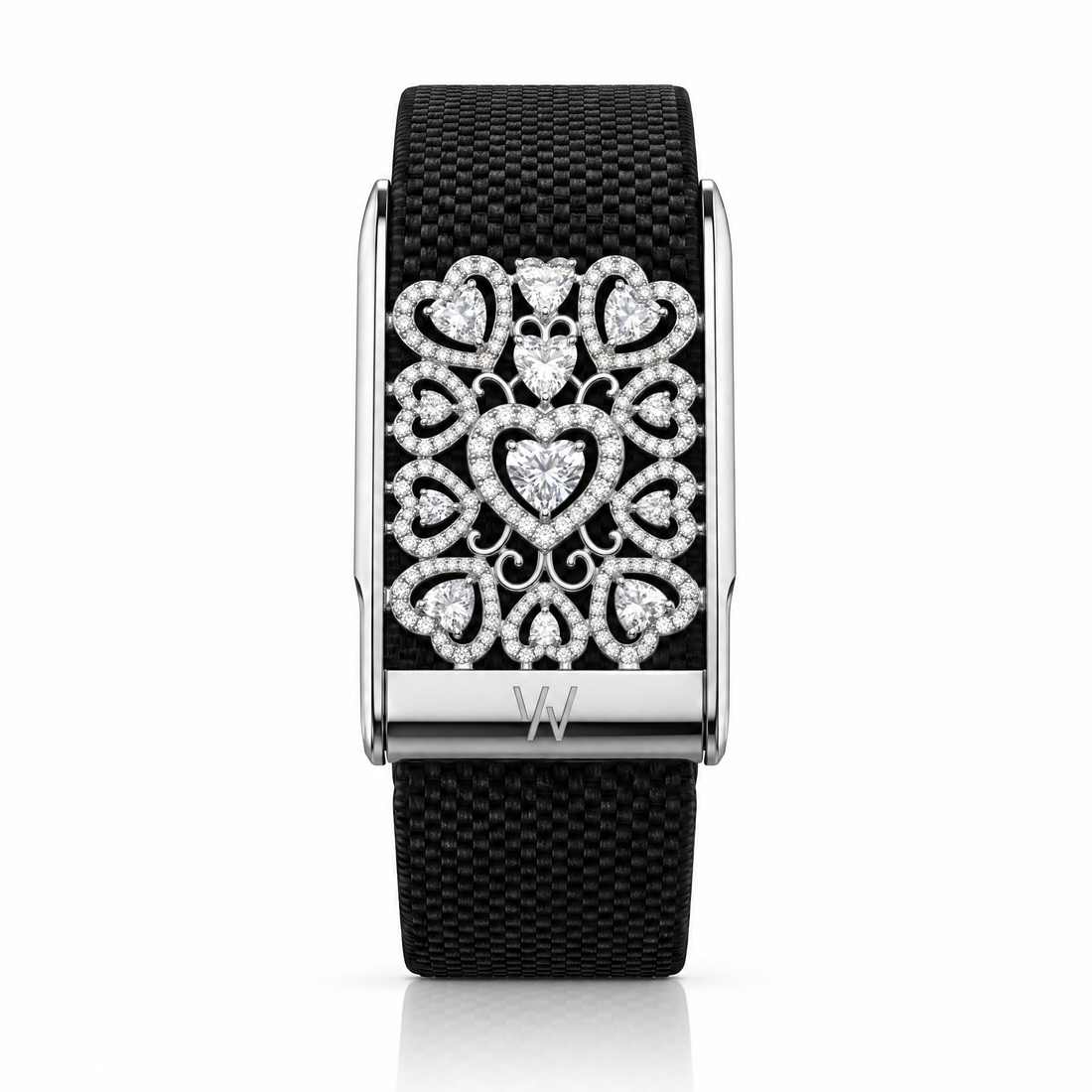 Diamond Heart Filigree WHOOP 5.0 case set with moissanite – angle view – Zius Jewels