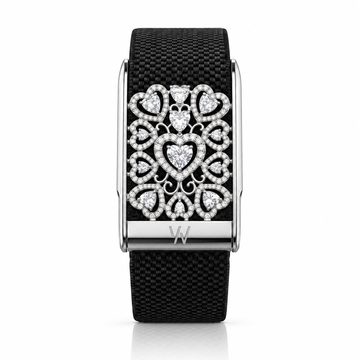 Diamond Heart Filigree WHOOP 5.0 case set with moissanite – angle view – Zius Jewels