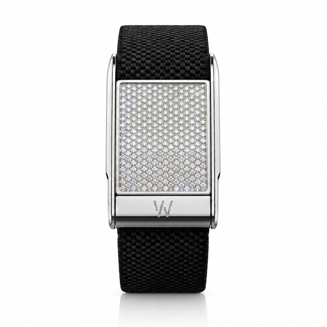Full Pavé Diamond WHOOP 5.0 case set with moissanite – angle view – Zius Jewels