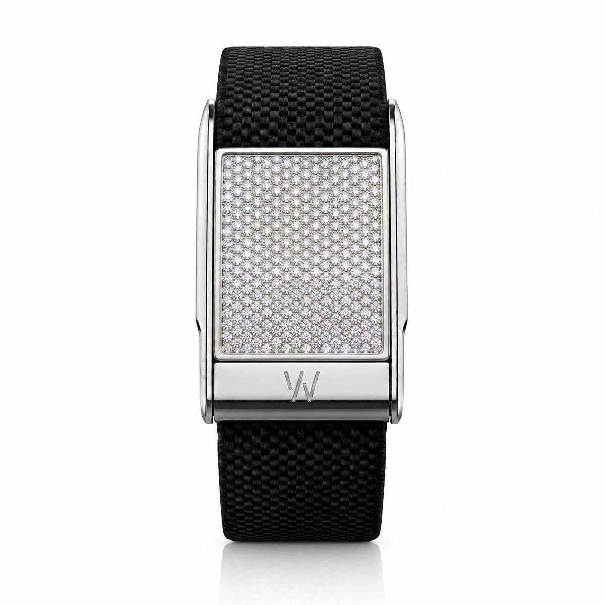 Full Pavé Diamond WHOOP 5.0 case set with moissanite – angle view – Zius Jewels