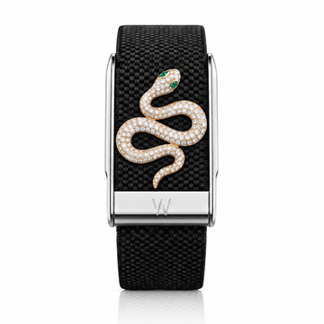 Gold Serpent Diamond WHOOP 5.0 case set with moissanite – angle view – Zius Jewels
