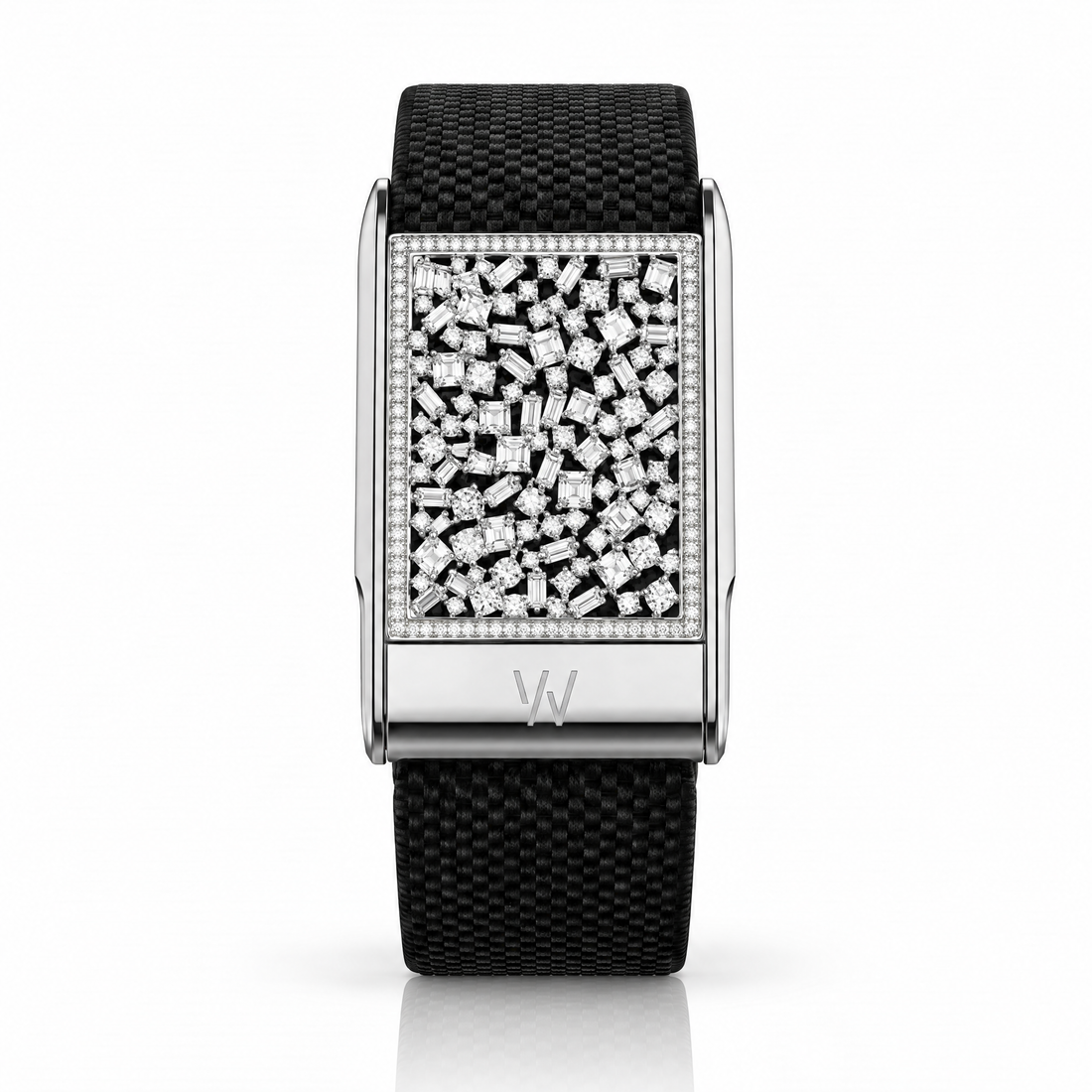 Diamond Mosaic WHOOP 5.0 case set with moissanite – angle view – Zius Jewels