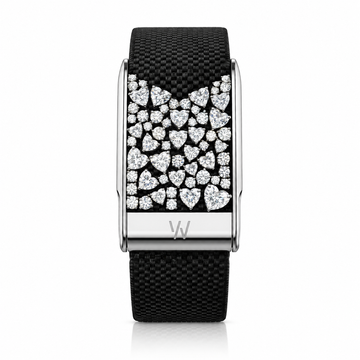 Diamond Heart Chevron WHOOP 5.0 case set with moissanite – angle view – Zius Jewels