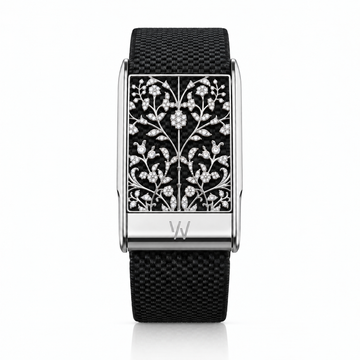 Floral Damask Diamond WHOOP 5.0 case set with moissanite – angle view – Zius Jewels